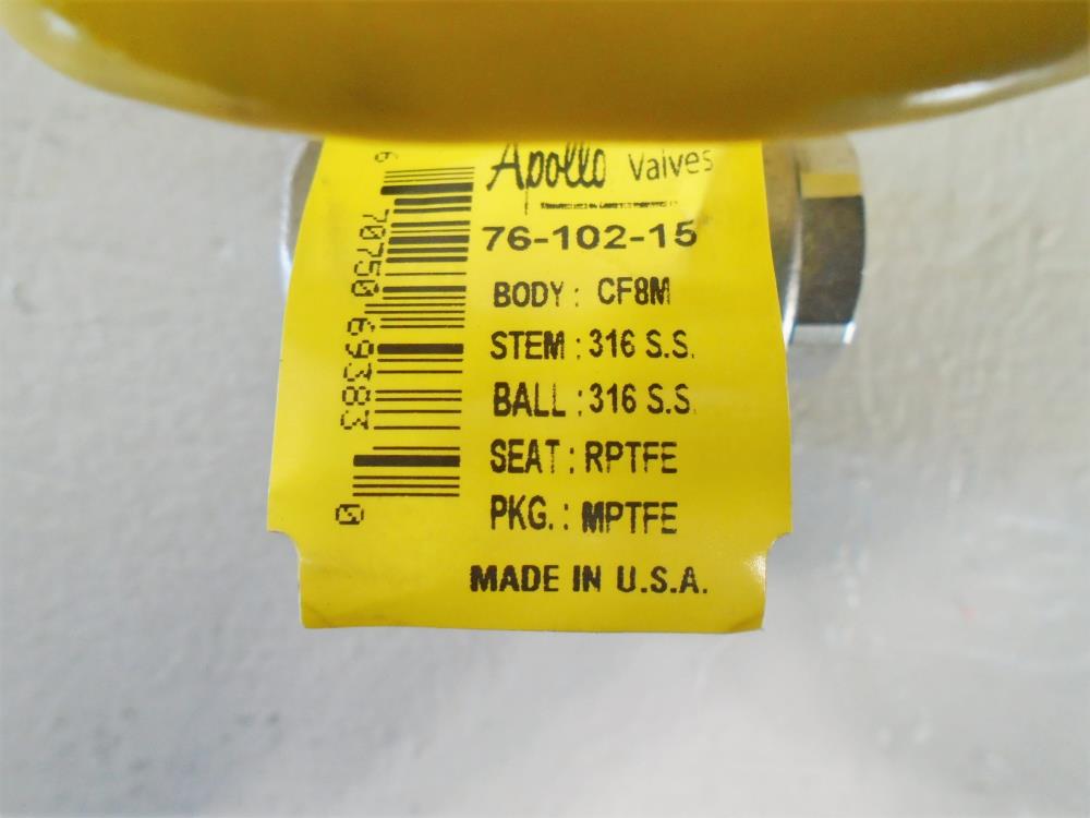 Lot of (4) Apollo Ball Valves, 3/8" NPT CF8M #76-102-15 and 1" NPT WCB, 2000 WOG